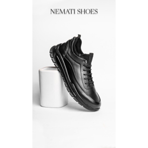 کفش مردانه چرم نعمتی اسپرت مدل titan بندی جورابی مشکی