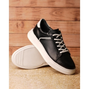 کفش مردانه چرم نعمتی اسپرت مدل vn بندی مشکی 