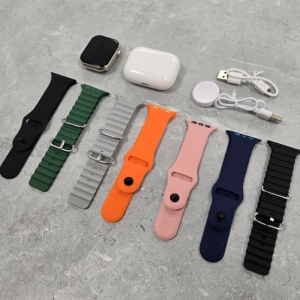 ساعت هوشمند سری ۱۰ و ایرپادپرو مدل KEQIWEAR KW55 MAX با 7 بند متنوع