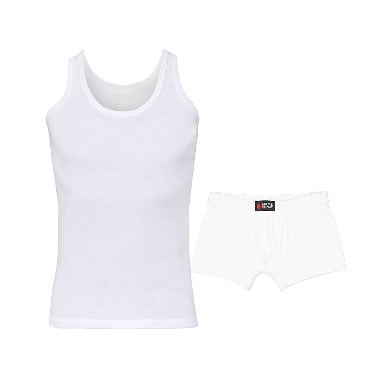 ست شورت و زیرپوش بدون آستین یقه گرد مردانه نیکو کد NIM-1954 رنگ سفید