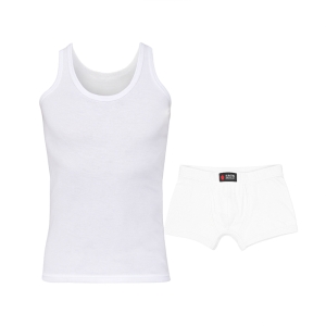 ست شورت و زیرپوش بدون آستین یقه گرد مردانه نیکو کد NIM-1954 رنگ سفید