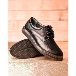 کفش مردانه چرم نعمتی روزمره مدل اواس بندی مشکی 