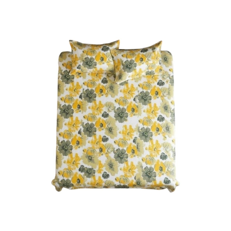 ملحفه کشدار برای تشک تخت دونفره ۳تکه Cheshik مدل گل آفتابگردان سایز ۱۶۰*۲۰۰ سانتی متر