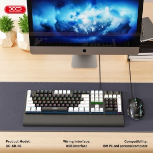  ست گیمینگ موس و کیبورد سیمی با نورپردازی RGB ایکس او مدل KB-06 