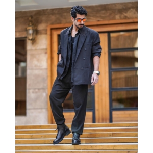 پوتین مردانه چرم نعمتی اسپرت مدل hogo بندی زیپی مشکی