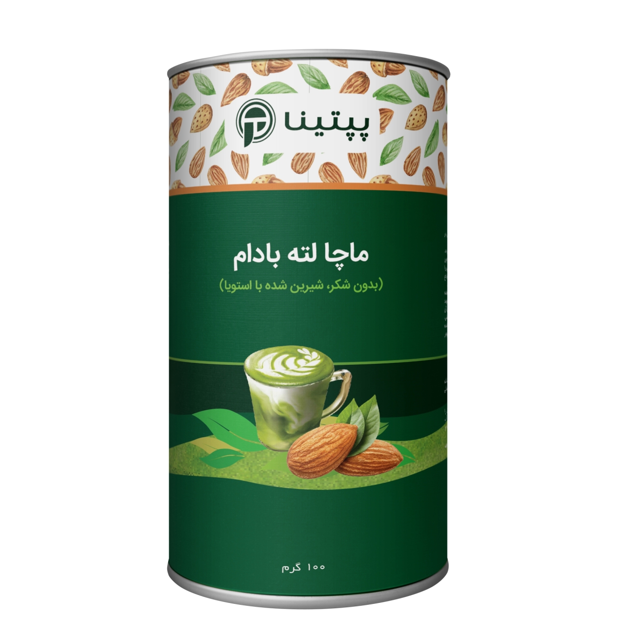 ماچا لته بادام پپتینا قوطی 100 گرمی