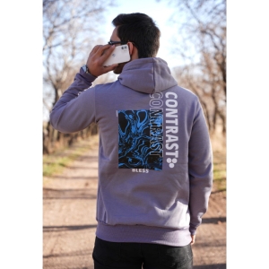 هودی مردانه پشت چاپ Contrast داخل کرکی رنگ طوسی