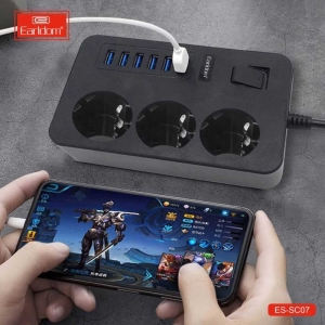  چندراهی برق ارت‌دار 3 سوکت و 6 پورت یو‌اس‌بی 3000 وات ارلدام مدل SC07 