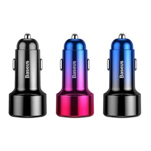  شارژر فندکی فست شارژ ماشین دو پورت سریع 45 وات بیسوس مدل CCMLC20C 