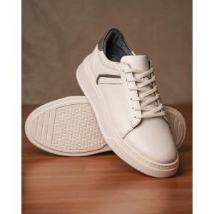 کفش مردانه چرم نعمتی اسپرت مدل vn بندی سفید  