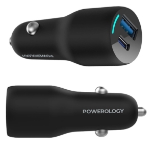  شارژر فندکی فست شارژ ماشین USB و تایپ‌سی 53 وات پاورولوژی مدل PCCSR012 