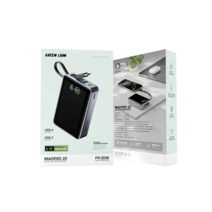 پاوربانک گرین لاین مدل Madrid 20 ظرفیت ۲۰۰۰۰ میلی آمپر