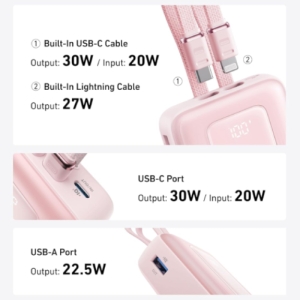 پاوربانک انکر مدل A1681 ظرفیت 20000 میلی آمپر ساعت به همراه کابل لایتنیگ و کابل USB Type-C