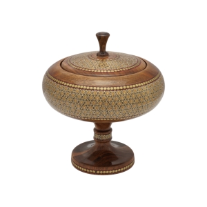 شکلات خوری پایه دار چوب و خاتم مدل J1698