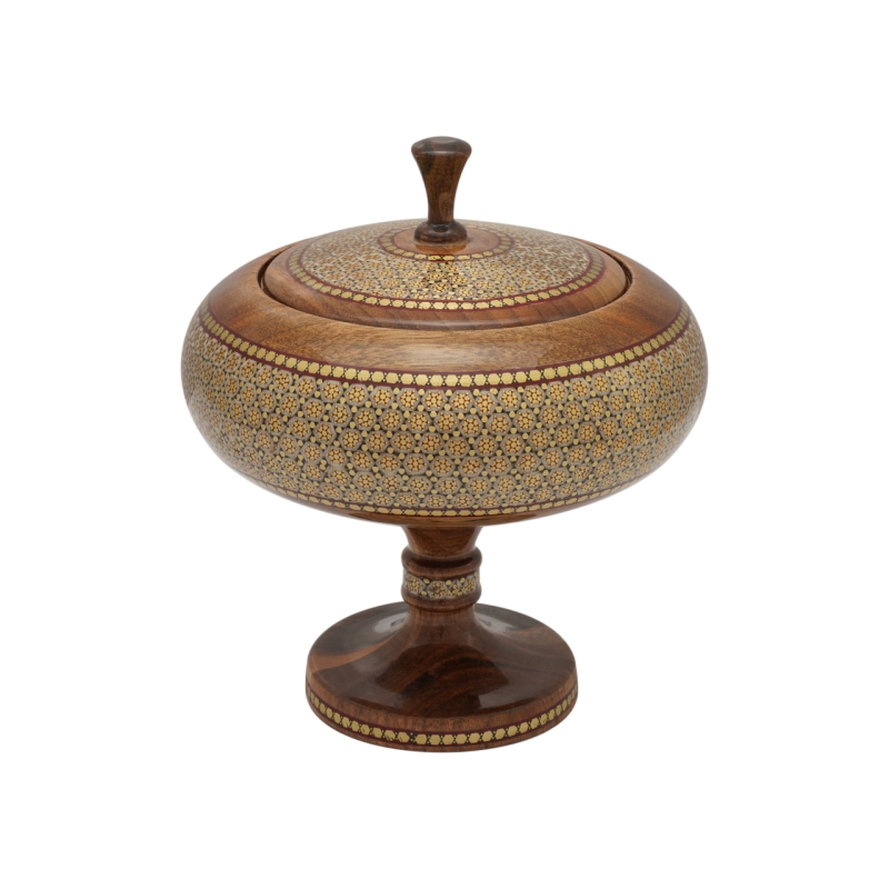 شکلات خوری پایه دار چوب و خاتم مدل J1698