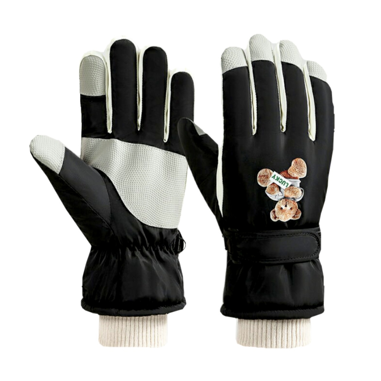 دستکش فانتزی زنانه مدل تدی ضد آب رنگ مشکی