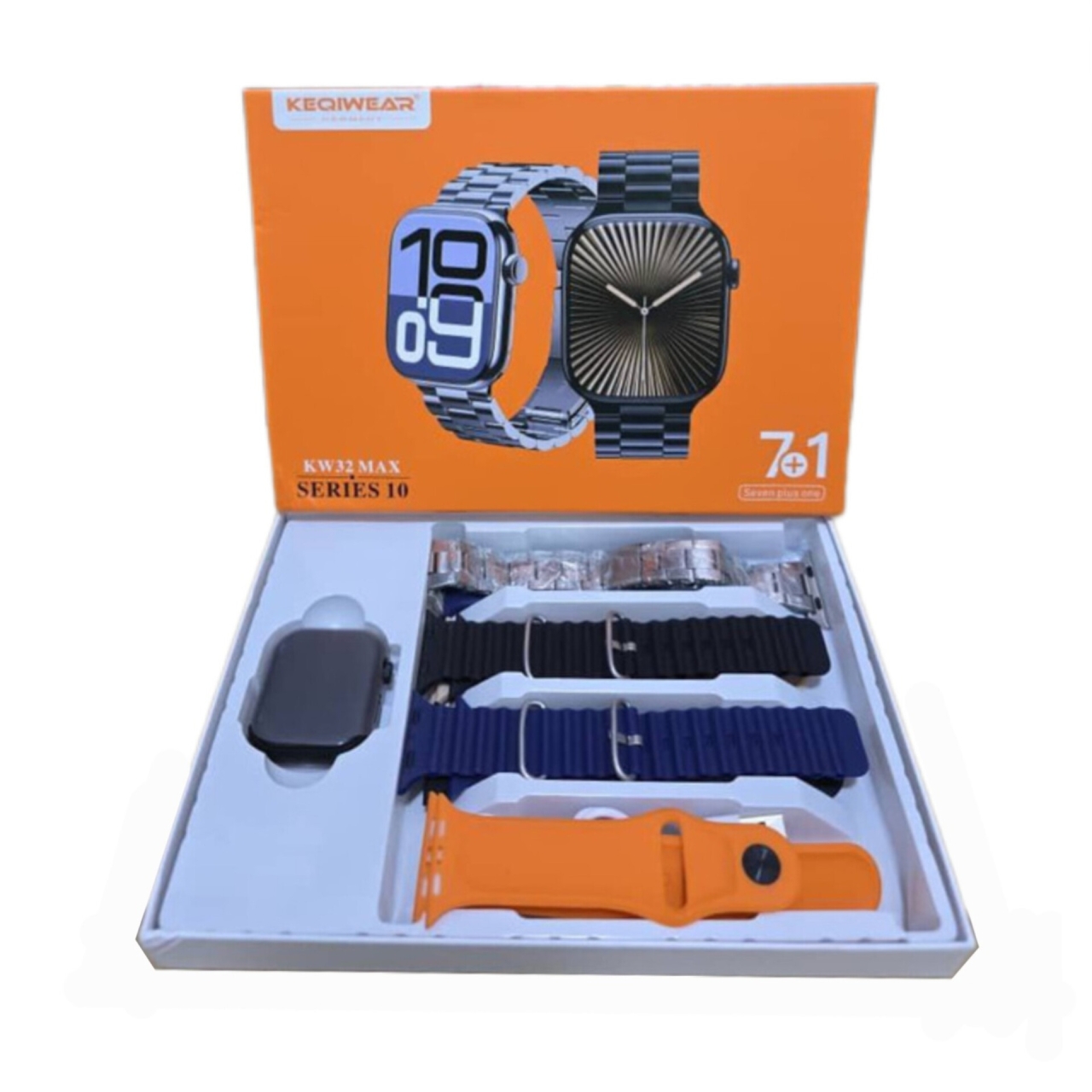 ساعت هوشمند سری 10 مدل KW32 MAX همراه با 7 بند رولکسی و سیلیکونی