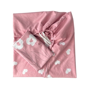 ملحفه کشدار دخترانه ترک یکنفره ۲ تکه Cheshik مدل قلب سایز ۹۰*۲۰۰ سانتی متر