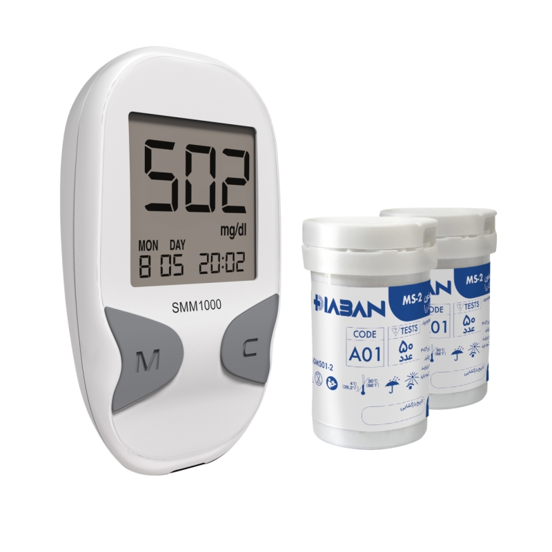 دستگاه تست قند خون دیابان مدل  SMM 1000 به همراه نوار تست قند خون مجموعه 2 عددی