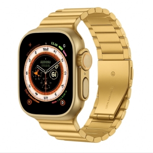 ساعت هوشمند ویسمی مدل  WISME-X53 Ultra3 با 7 بند فلزی طلایی و سیلیکونی