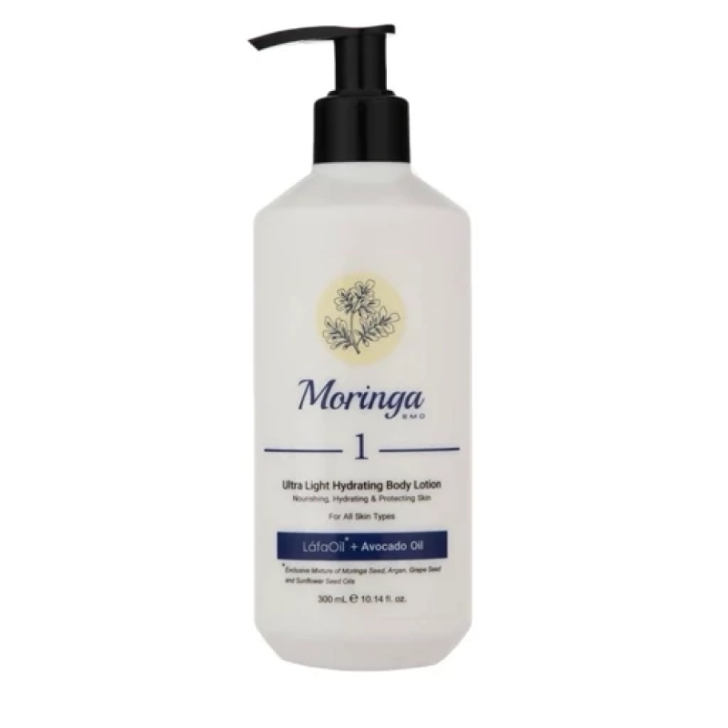 لوسیون بدن مورینگا فوق سبک و آبرسان انواع پوست حجم 300 میل