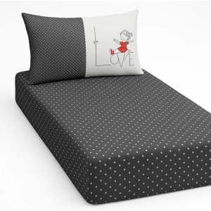 ملحفه تشک مدل کشدار طرح Love یک نفره ۲ تکه