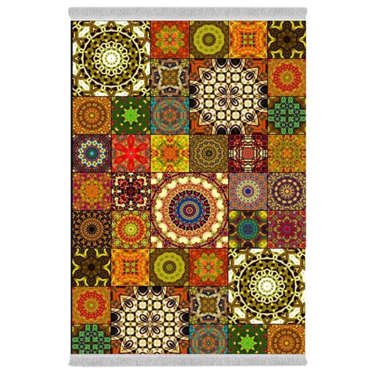 فرش پارچه‌ای دفه مدل فرشینه هازان مخمل طرح فانتزی کد 3357