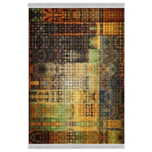 فرش پارچه‌ای دفه مدل فرشینه هازان مخمل طرح فانتزی کد 3356