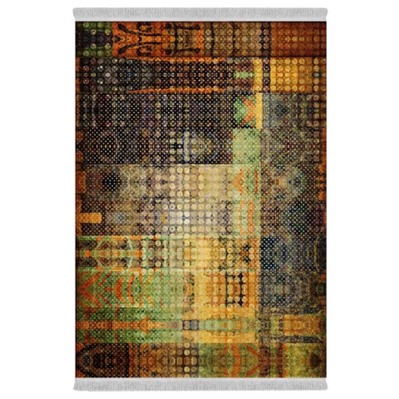 فرش پارچهای دفه مدل فرشینه هازان مخمل طرح فانتزی کد 3356