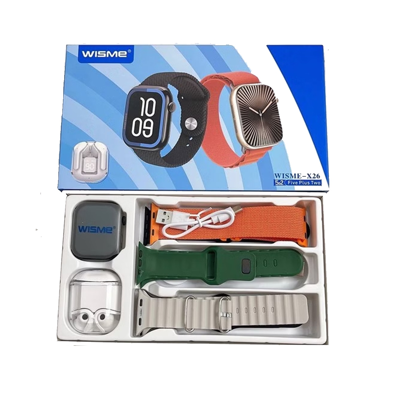 ساعت هوشمند ویسمی مدل X26 به همراه ایرپاد شیشه ای و 5 بند سیلیکونی