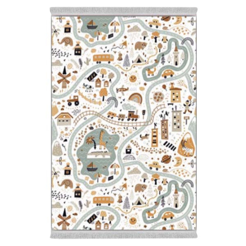 فرش پارچه‌ای دفه مدل فرشینه طرح فانتزی کد 8157