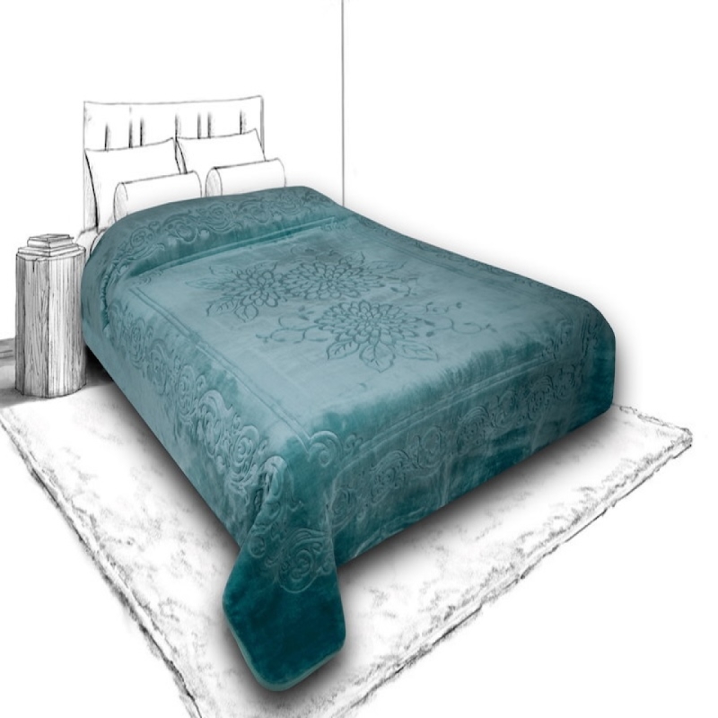 پتو گلبافت GOLBAFT دونفره گل برجسته تکرنگ سایز 220*240 سانتی متر