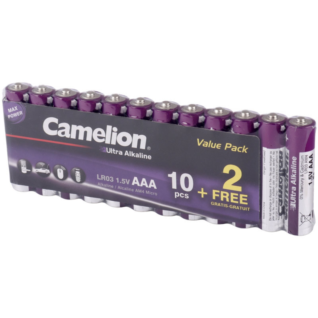باتری نیم قلمی کملیون مدل Camelion Ultra Alkaline LR03 بسته 12 عددی