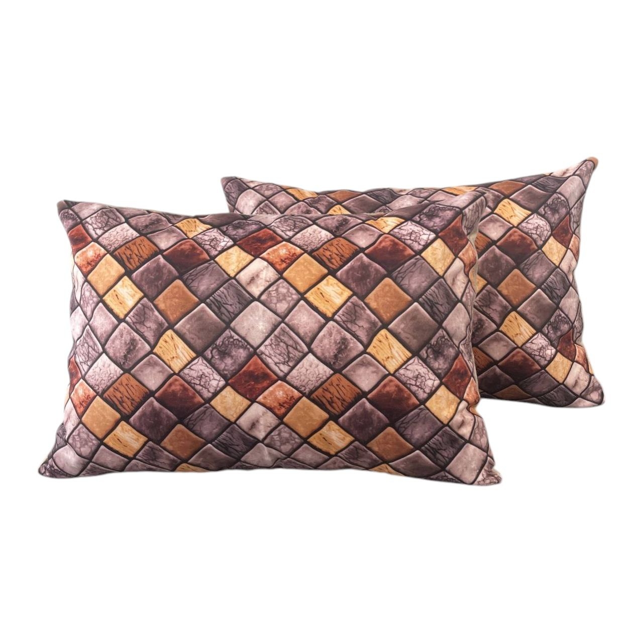 روبالشی مخمل طرح سنگفرش مجموعه 2 عددی