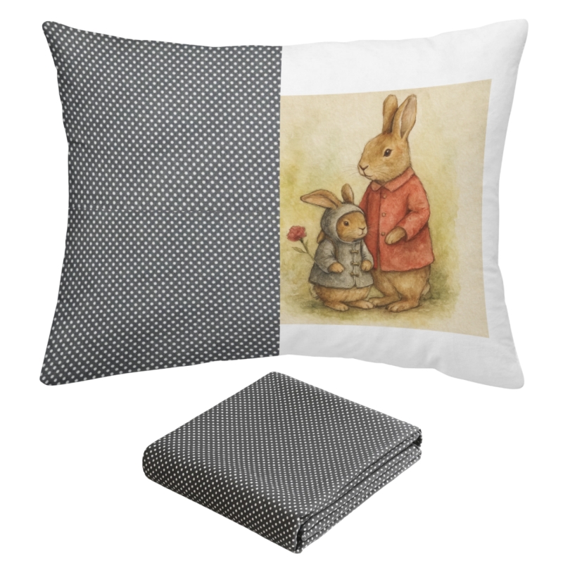 ملحفه تشک مدل کشدار طرح مامان خرگوشه یک نفره ۲ تکه