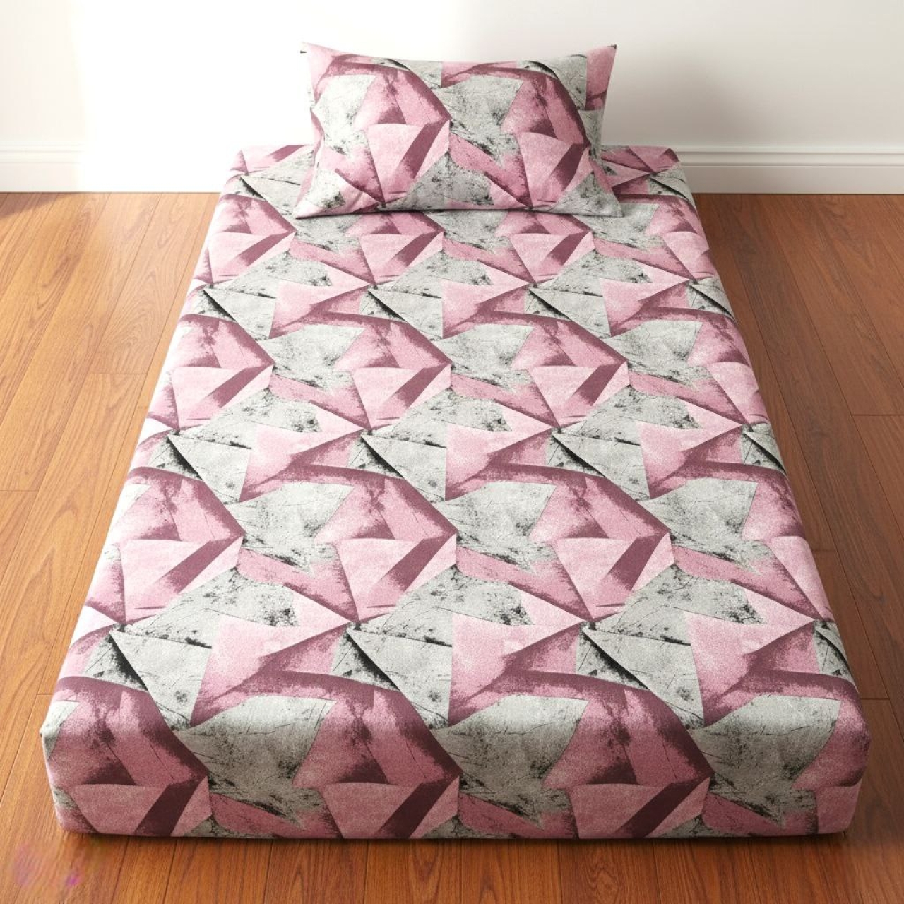 ملحفه تشک مهمان زیپدار همراه روبالشی طرح لوزی سایز ۱۹۵*۹۵