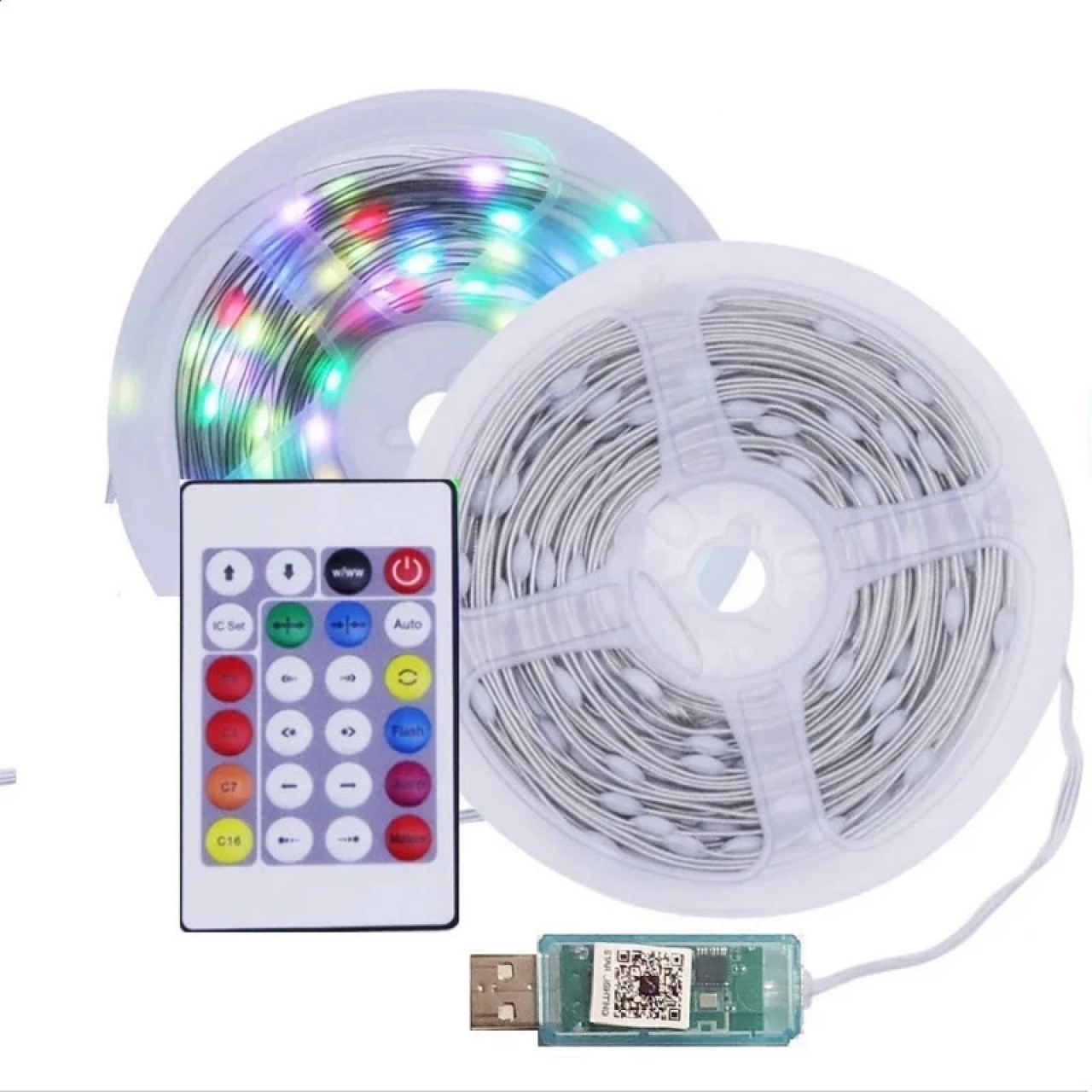 ریسه ال ای دی مدل فول کالر هوشمند بلوتوثی کد RGB IC usb 5v طول 10 متر