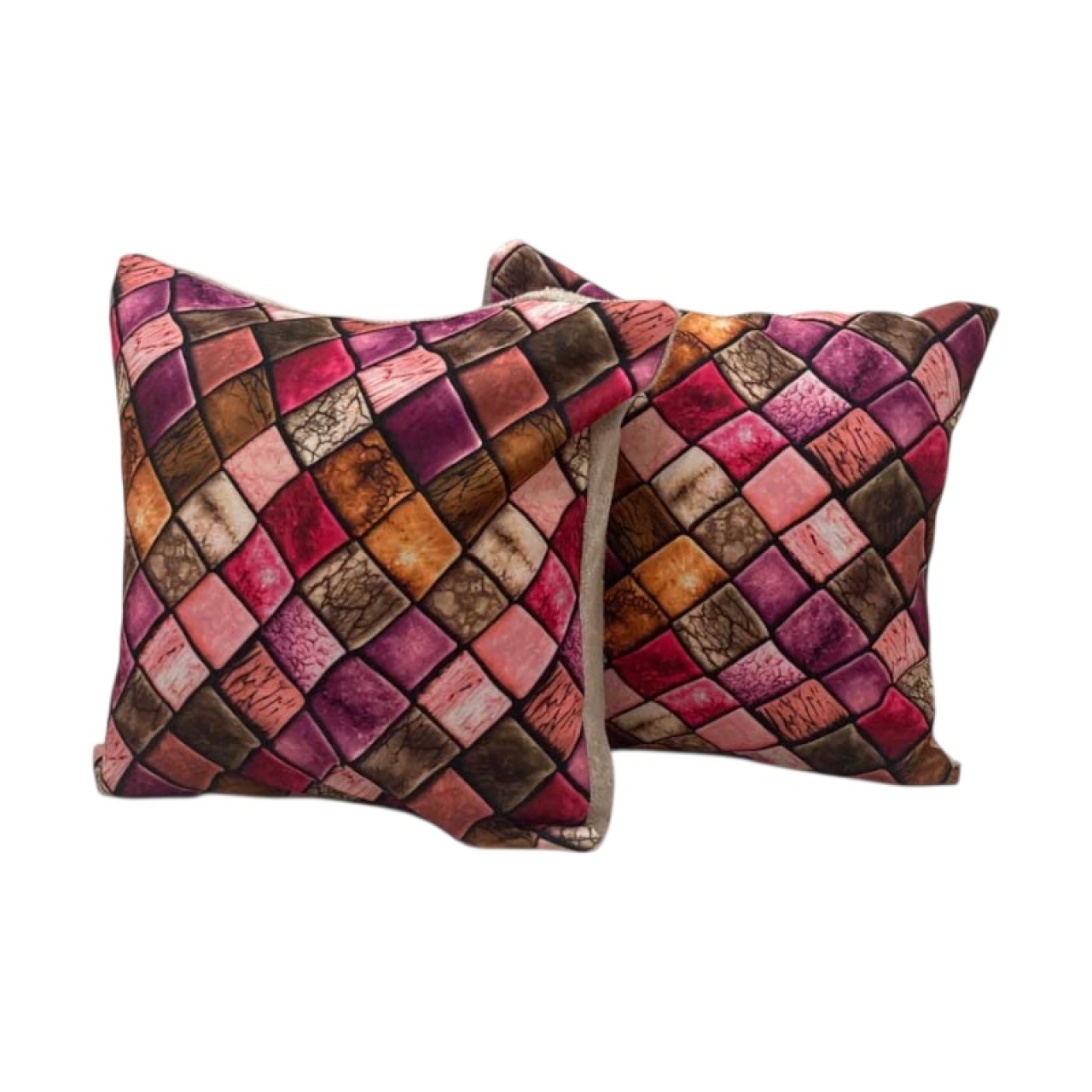 کاور کوسن مخمل طرح سنگفرش مجموعه ۲ عددی