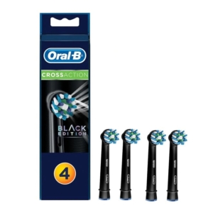 سری یدک مسواک برقی اورال بی مدل Cross Action Black Edition بسته 4 عددی