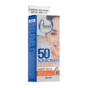 کرم ضد آفتاب رنگی بژ روشن پیکسل با SPF50 مناسب پوست خشک تا نرمال و حساس حجم 50 میل