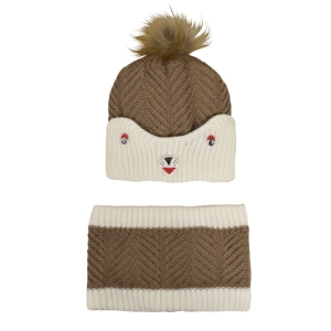 ست کلاه و شال گردن بافتنی بچگانه مدل 4365