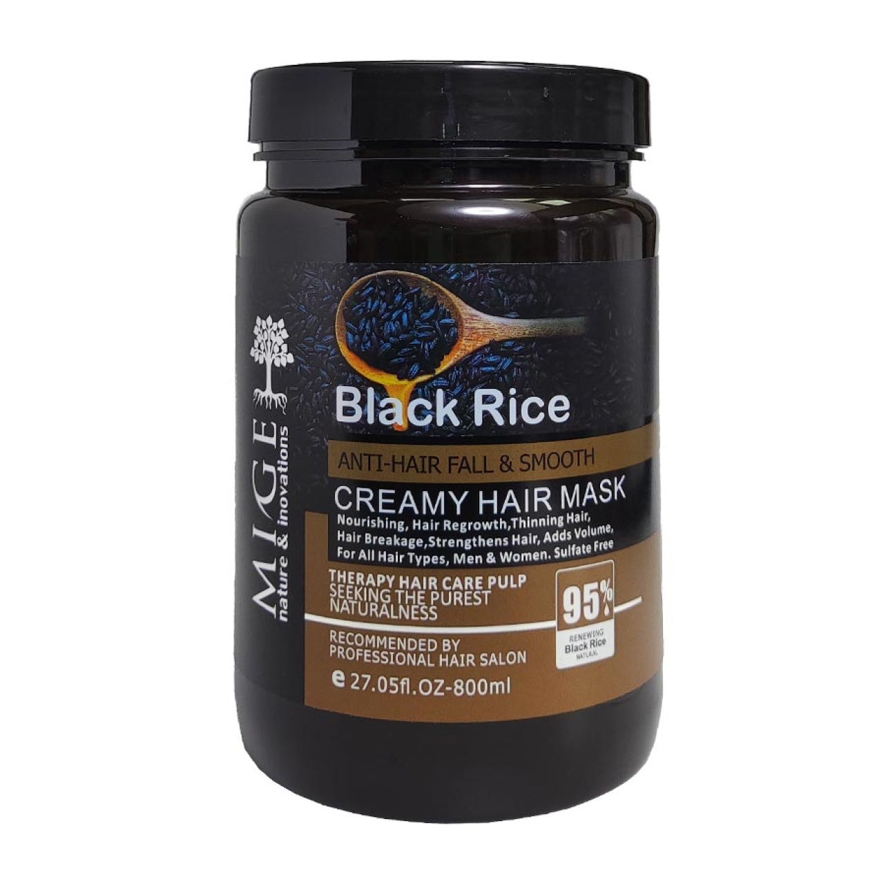 ماسک مو داخل حمام برنج سیاه میگ Black Rice حجم 800 میلی لیتر