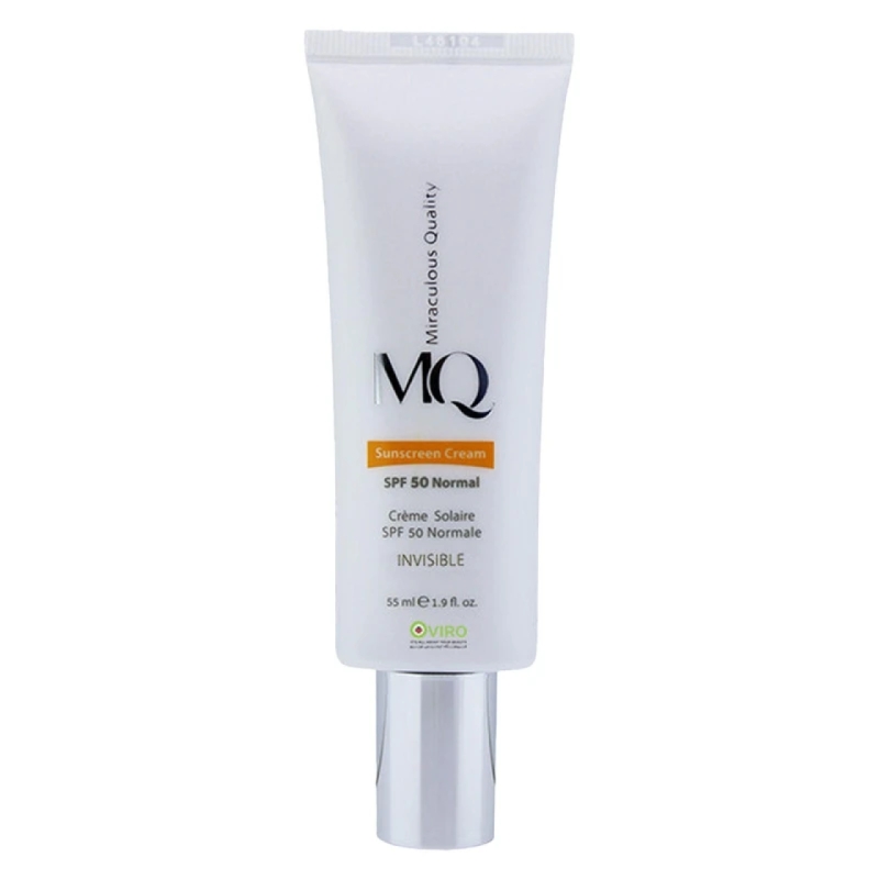 کرم ضد آفتاب ام کیو spf50 مدل بی رنگ مناسب انواع پوست حجم 55 میل