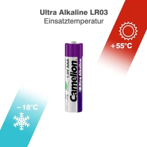 باتری نیم قلمی کملیون مدل Camelion Ultra Alkaline LR03 بسته 12 عددی