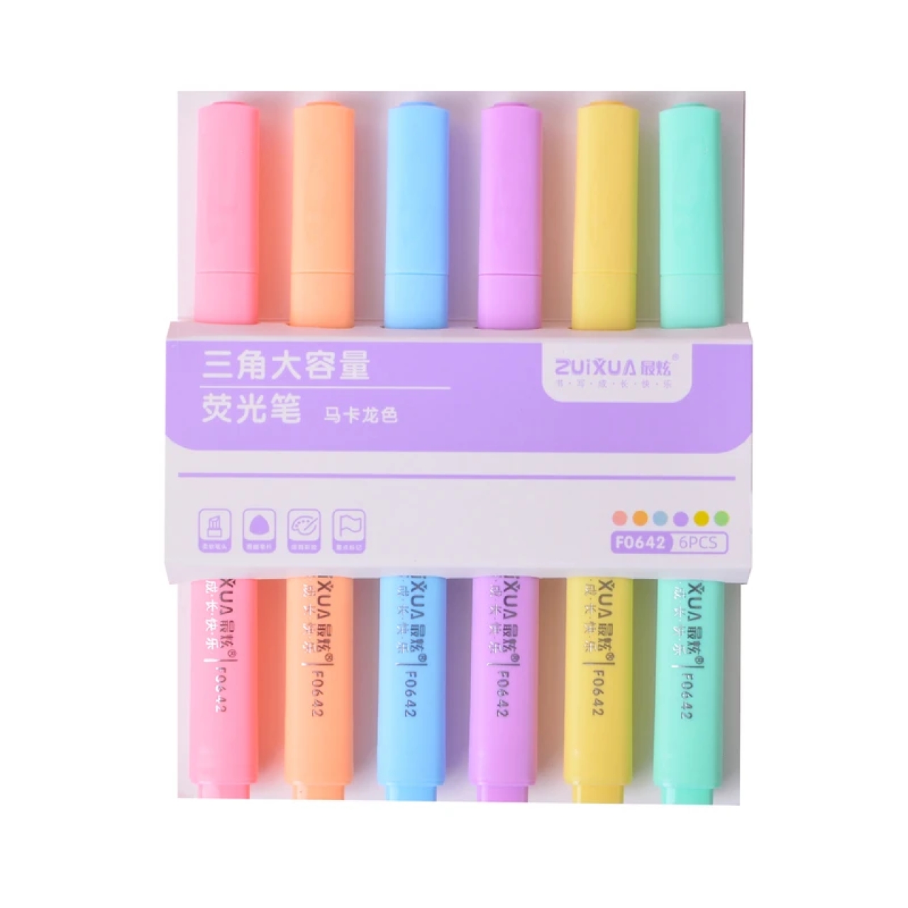 ماژیک علامت گذار ژیخوآ مدل پاستلی کد F0642 بسته 6 عددی