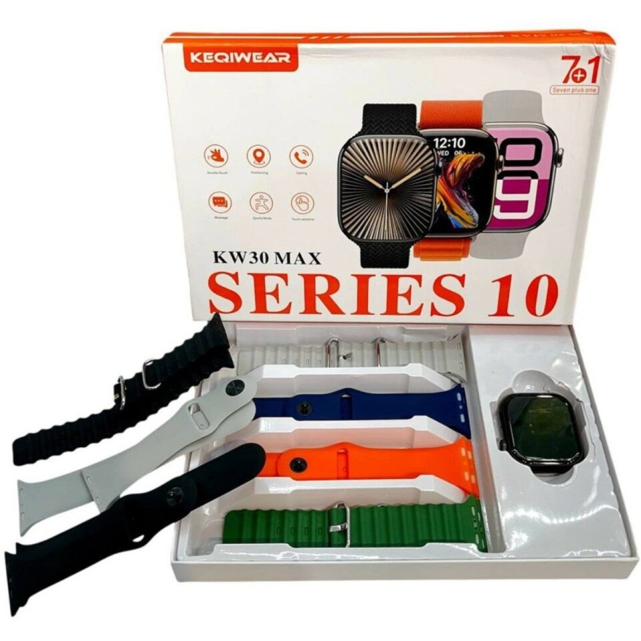 ساعت هوشمند سری۱۰ مدل KW30 MAX با 7 بند سیلیکونی