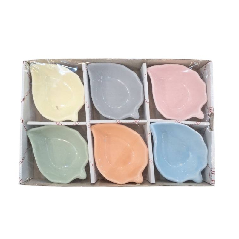 پیاله طرح برگ رنگی شیش عددی کد 002