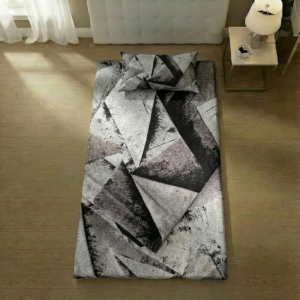 کاور ملحفه تشک مهمان سایز ۱۹۵*۹۵ تترون طرح دیاموند همراه روبالشی پاکتی