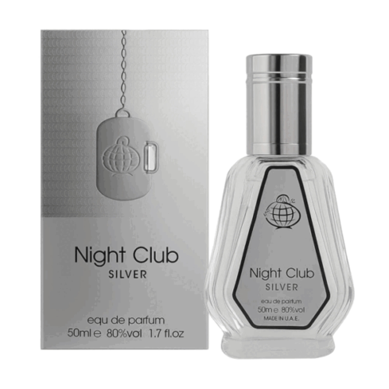 ادکلن مردانه فراگرنس ورد مدل نایت کلاب سیلور رایحه کرید سیلور مانتین واتر حجم ۵۰ میل