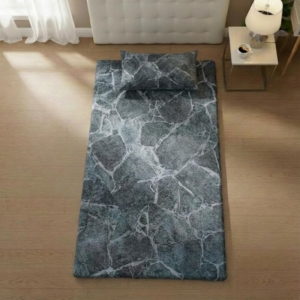 ملحفه تشک زمینی تترون طرح ماربل همراه روبالشی –قابل حمل و ضد حساسیت